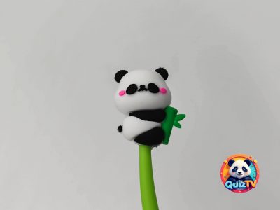 Pandás aranyos zselés toll hajlékony bambusszárral