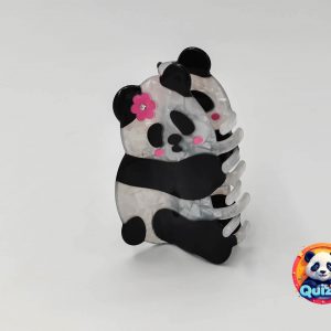 Pandás hajcsipesz fekete-fehér panda mintával