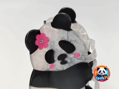 Pandás hajcsipesz fekete-fehér panda mintával