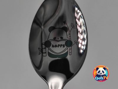 Rozsdamentes acél pandás kanál gravírozott panda mintával