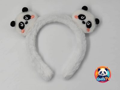 Plüss pandás hajpánt gyerekeknek két pandafejjel